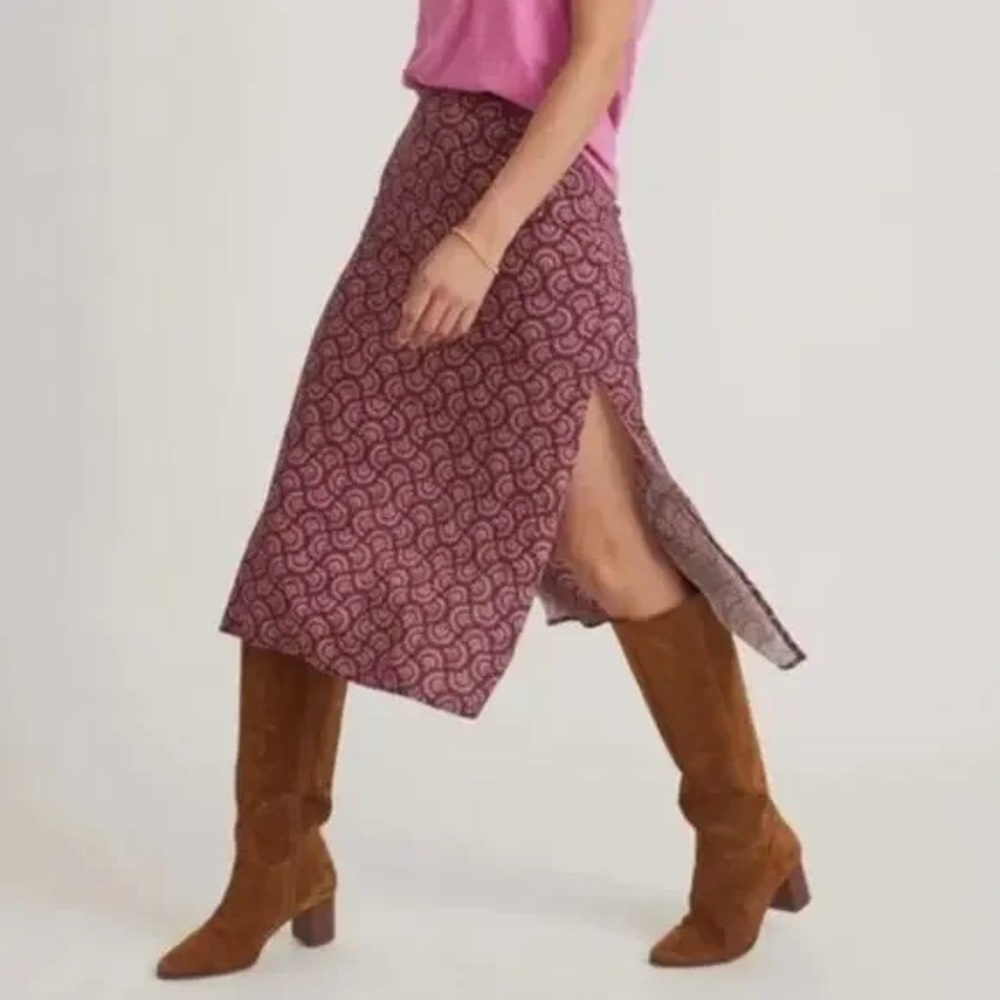 Marine Layer Pink and Purple Patterned Midi-Skirt